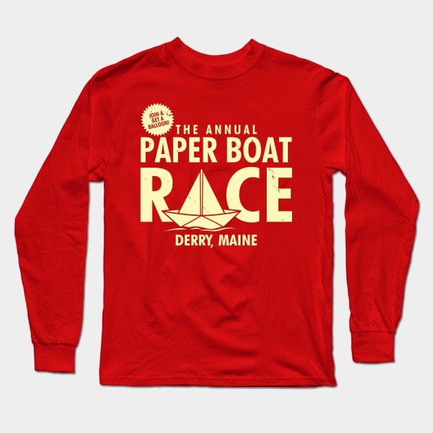 The Annual Paper Boat Race Funny 80's Horror Movie Retro Poster Long Sleeve T-Shirt by BoggsNicolas